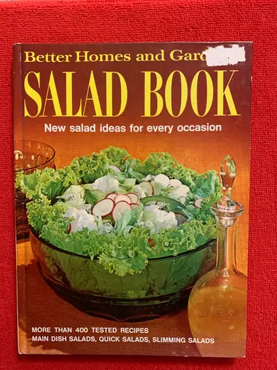 Salad cookbook. Hardcover. Inscription inside front cover. See photos. Cover of book has some mild d...