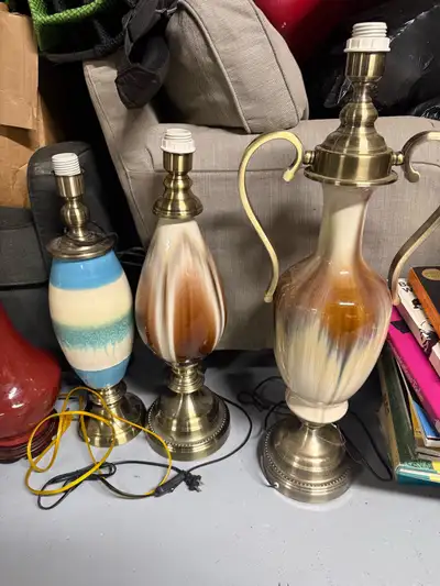Lot of 8 NEW MCM Drip Glaze Ceramic Table Lamps - SXW Home Decor, View more