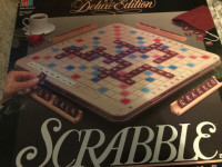 Vintage Deluxe Scrabble with Rotating Board and slots for tiles