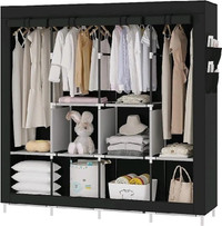 UDEAR Portable Closet Large Wardrobe, Black, 66.9"x65.7"