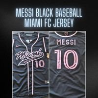 Lionel Messi Black Miami FC Baseball Jersey M&L