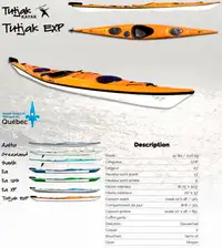 Sea kayak / Kayak de mer / Tutjak EXP, jaune, NEUF