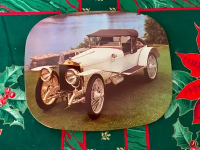 Vintage automobile car cork back trivet tablemat sous bock beermat. Dessous de plat dessous de verre...