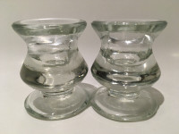 2 CHANDELIERS EN VERRE RÉTRO VINTAGE GLASS CANDLESTICK BOUGEOIRS