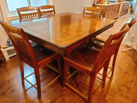 Solid wood dining room table and chairs