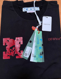 Designer Off-White x Circoloco Glitter Logo T-Shirt Brand New 