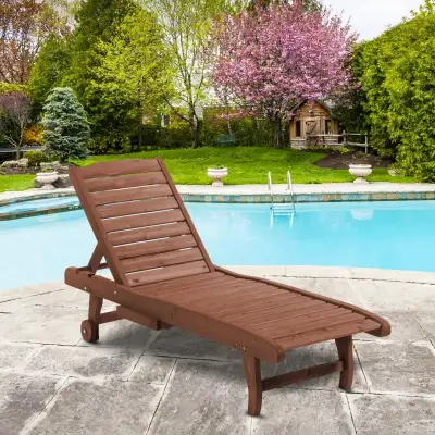 Wooden Outdoor Lounge Chair, Adjustable Patio Outdoor Chaise , View more