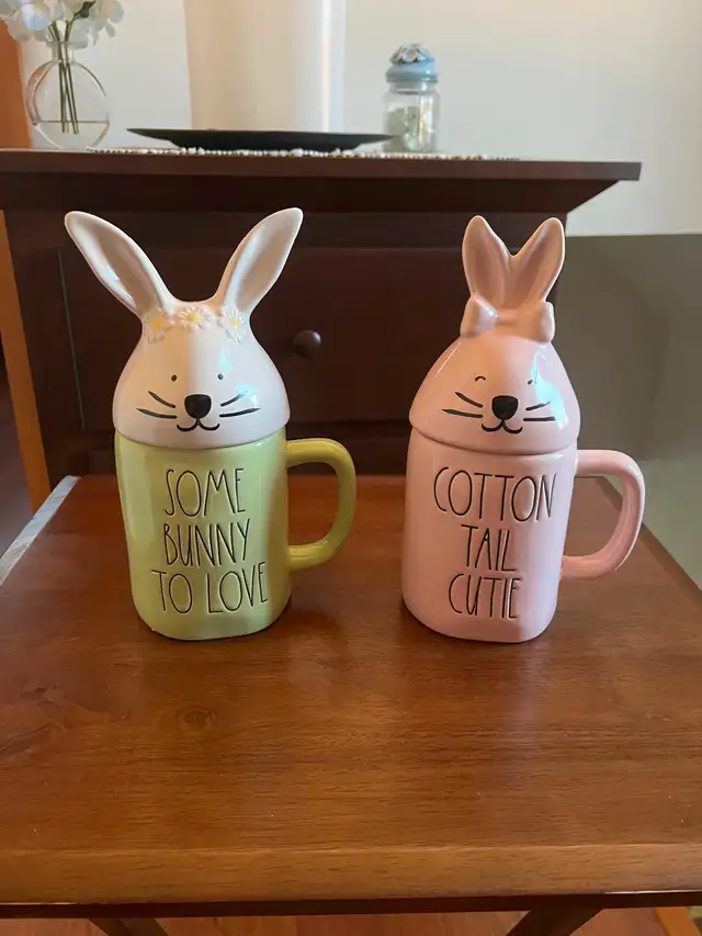 Rae Dunn Easter topper mugs