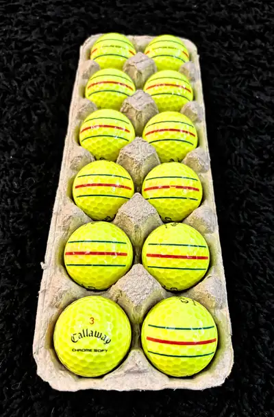 12 Callaway Chrome Soft Yellow Triple Track Golf Balls, View more