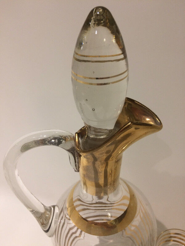 PICHET CARAFE + 3 VERRES GLASS PITCHER VINTAGE RETRO MID CENTURY in Arts & Collectibles in City of Montréal - Image 3
