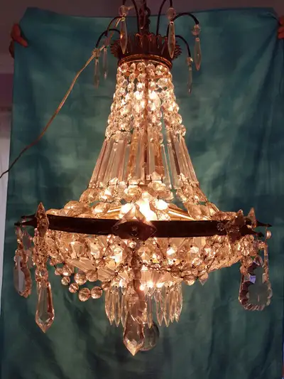 ANTIQUE CZECH CRYSTAL CHANDELIER, View more
