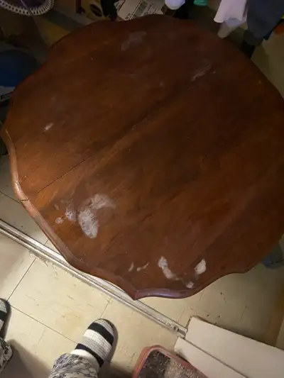 Vintage table - folds in half. Solid wood. Needs a little love