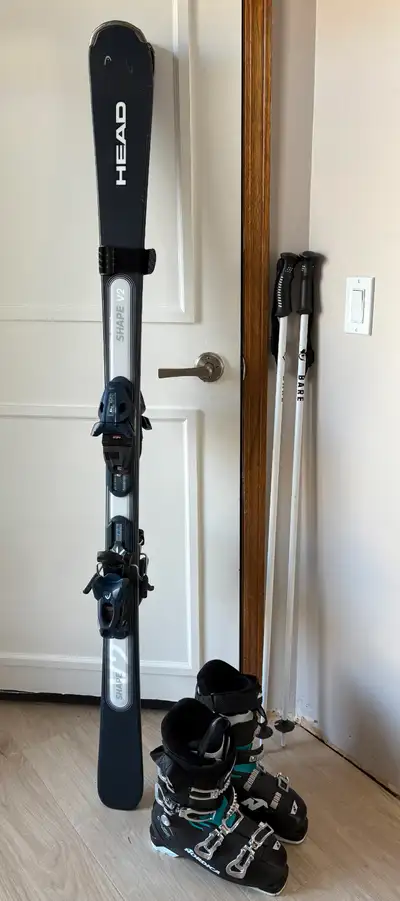 SKI PACKAGE!  Women's Ski Boots Size 8/Skis 163/Poles, View more