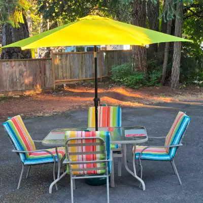 Patio Set with Rainbow Cushions, View more