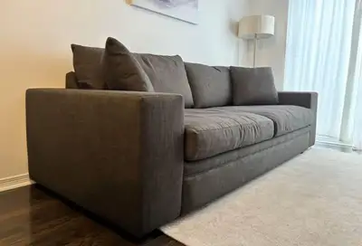 EQ3 Grey Oskar Couch 3 Seater Modern Deep Comfortable Sofa Free , View more