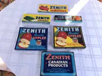 Vintage Vieilles Étiquettes de Caisse Zenith Brand (Vieux Stock)