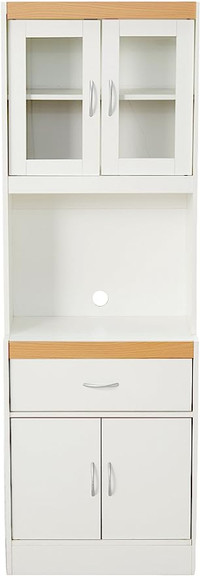 Hodedah HIK96 White Long Standing Kitchen Cabinet