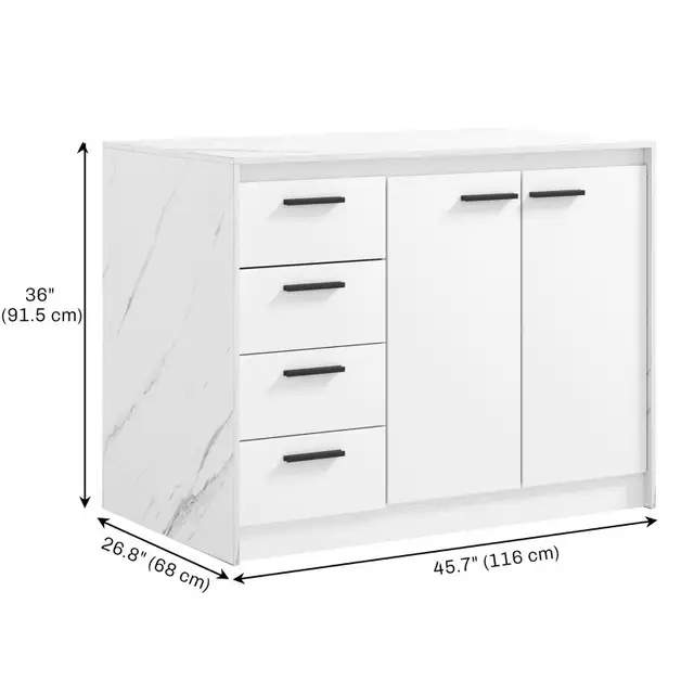 Kitchen Island with Storage Cabinet, 4 Drawers and Adjustable Sh in Other in Markham / York Region - Image 4