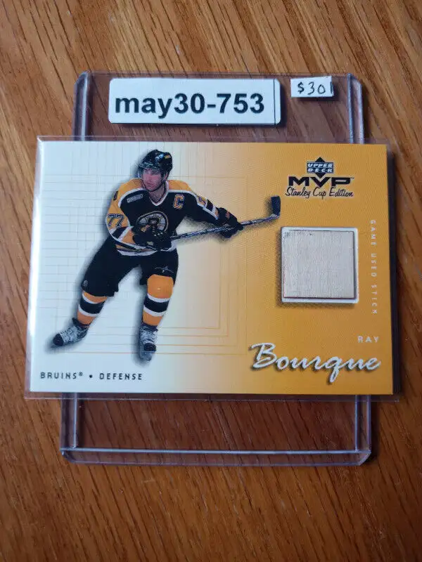 2000-01 Upper Deck MVP Hockey Ray Bourque Game Used Stick Card in Arts & Collectibles in St. Catharines - Image 2