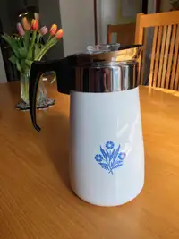 Vintage Corning Ware Cornflower 9-cup Stovetop Coffee Perculator