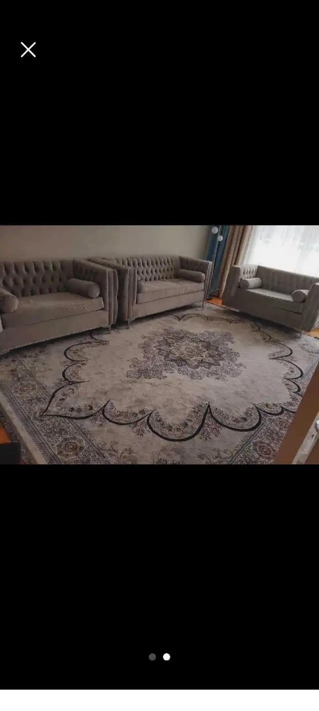 upholstered velvet sofa set Grey color in Couches & Futons in City of Toronto - Image 3