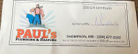 Paul’s Plumbing & Heating - Gift Certificate