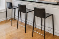 3 Modern and Sleek Leather Bar Stools For Sale!