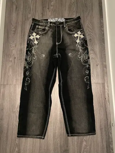 Ninth Hall Ambush Royal Cross Black Wash Loose Fit Jeans, View more