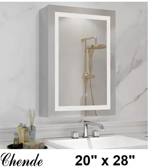 Chende Lighted Bathroom Medicine Cabinet Mirror, 20''X28'' in Bathwares in Markham / York Region - Image 2
