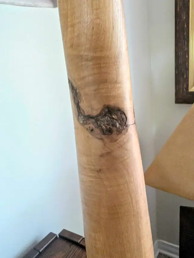 Vintage Mid-Century Modern Burl Wood Table Lamp w/ Amber Pyramid in Home Décor & Accents in Ottawa - Image 8
