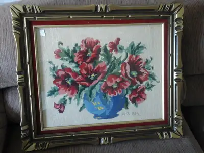 Framed Hand Made Needlepoint Picture, View more