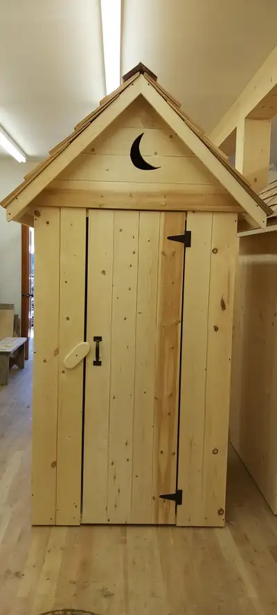 Custom outhouses built by local retired craftsman. Constructed of hand picked 1x6 spruce/pine/fir wi...