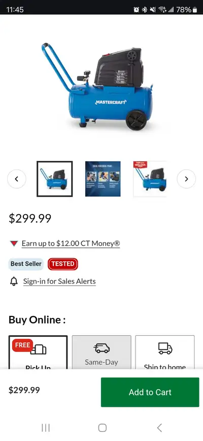 Brand New Mastercraft 8-Gallon Oil-Free Portable Air Compressor, View more