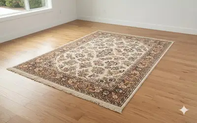 XL Vintage 100% Wool "Samar" Belgian Area Rug (99" × 129"), View more