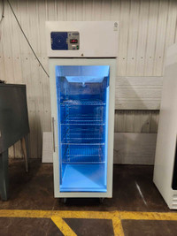 Réfrigérateur un porte vitre Desmon. L-29", Pr-32",H-84".