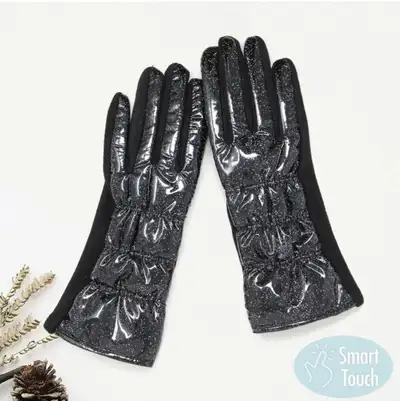 Puffer Gloves Women's Metallic Shiny Padded Smart Touch , View more
