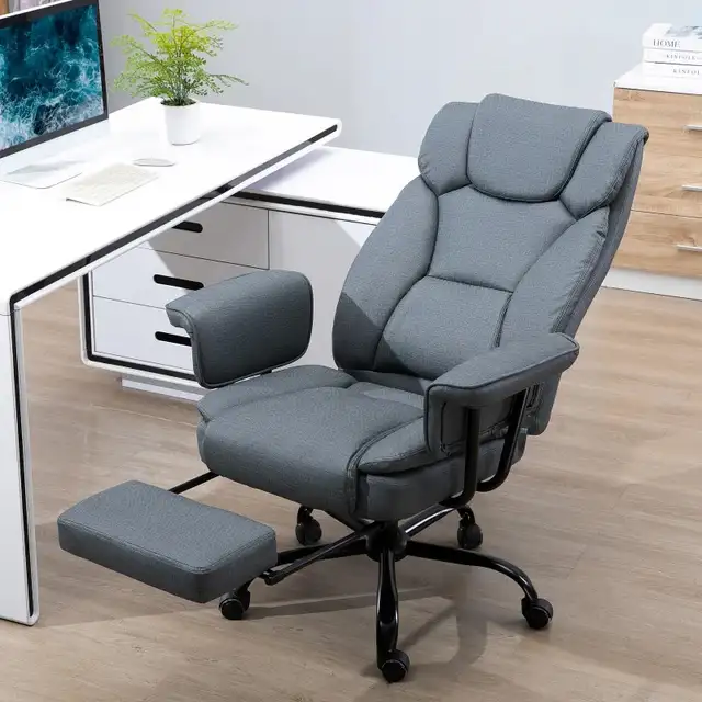 Swivel Reclining Office Chair with Ergonomic with Footrest, Grey in Chairs & Recliners in Markham / York Region - Image 9