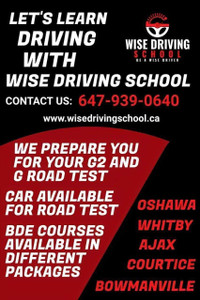 Driving School/Driving lessons G2 & G/BDE Course Oshawa, Whitby