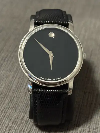 Movado Stainless Steel Leather Museum Watch, View more