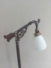Antique Bridge Lamp with Milk Glass Shade