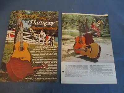 2 HARMONY GUITAR CATALOG SHEETS-1970/80-DREADNOUGHT-CONCERT, View more