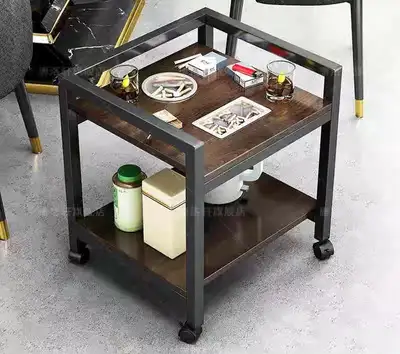 2-Tier Dark Wood Rolling Side TableCheck the second picture to s, View more