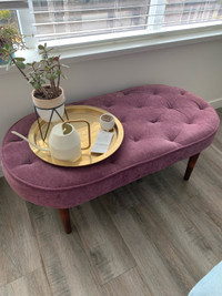 Purple fabric ottoman/bench