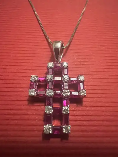 18 k ruby and diamonds necklace, View more