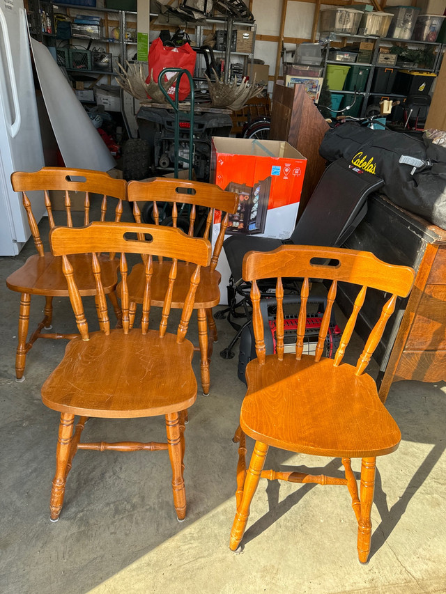 4 kitchen chairs - oak in Dining Tables & Sets in Strathcona County