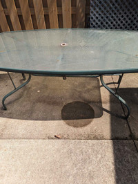 Outdoor table with umbrella