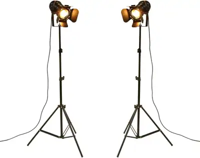 NEW Industrial Vintage Black Adjustable Tripod Floor Lamp, View more