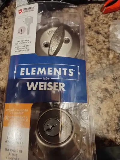 Weiser Elements dead bolt satin finish, View more