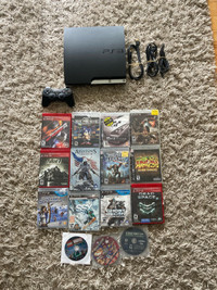 PS3 Slim 160Gb console bundle, controller, 15 games!