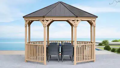BRAND NEW IN BOX 12FT YARDISTRY OCTAGON MERIDIAN GAZEBO $3400 in Patio & Garden Furniture in Windsor Region - Image 3